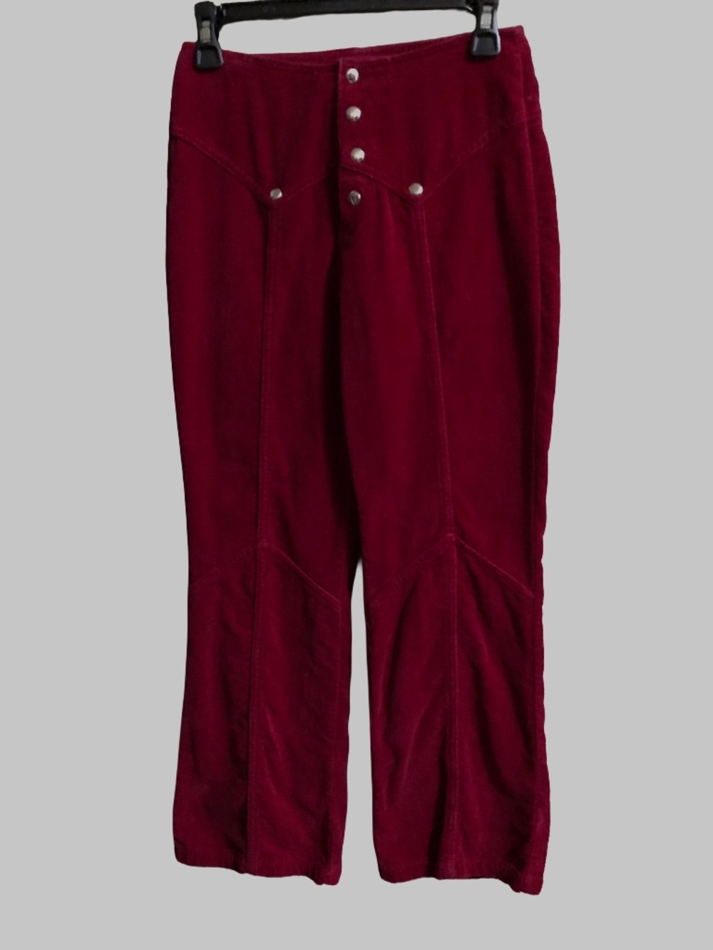 VTG 70s Holdtex Red Corduroy Western Flare Pants 100% Cotton Snap Fly Size 7